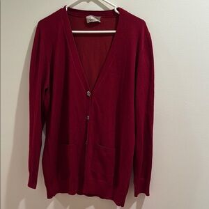 Joan Vass New York Womens Red Cardigan Sweater Size L